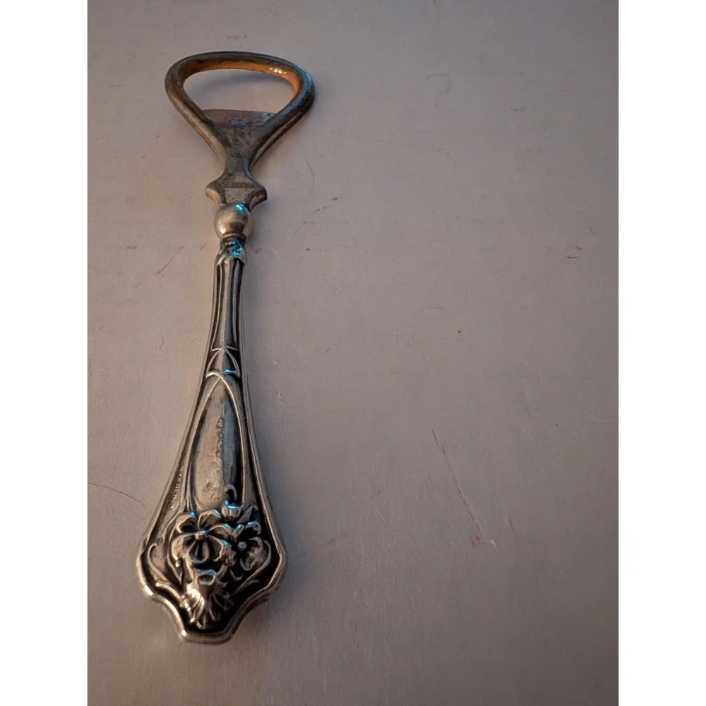 Antique Marked Sterling Silver Floral Decorations Flatware Bottle Opener 2-6-94
